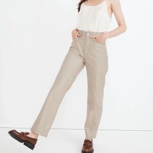 Madewell Tan Faux Leather Straight Leg Pants